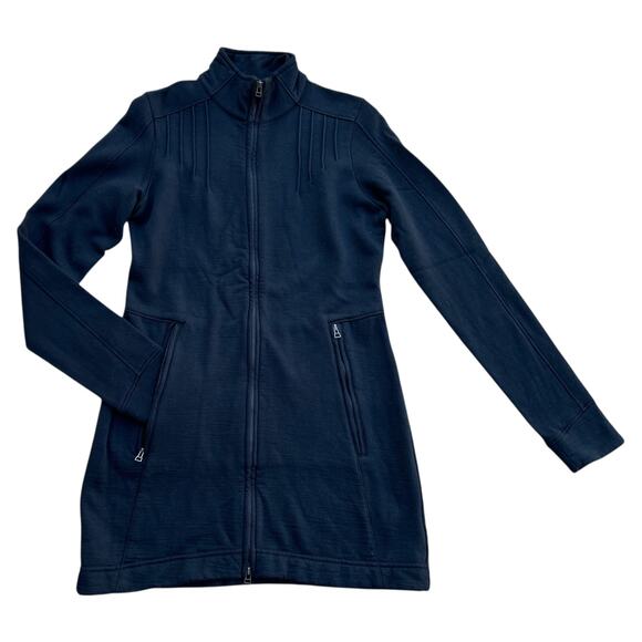 Ibex 100% Wool Long Double Zipper Activewear Jacket Sz S - Picture 2 of 6